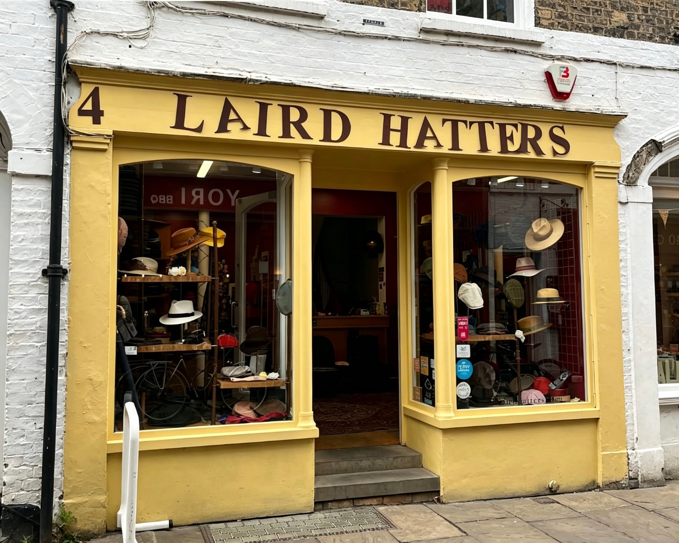 Laird Hatters hat shop facade with display