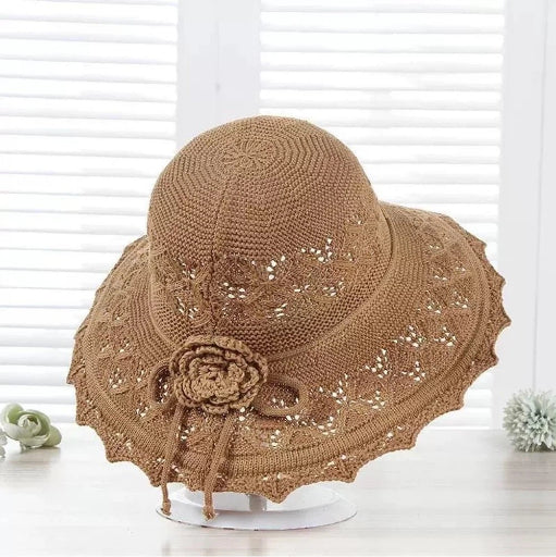 Crocheted Floral Lace Sun Hat
