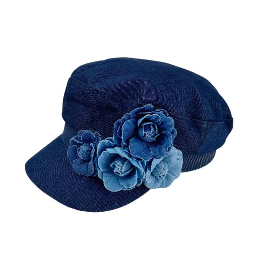 Floral Denim Newsboy Cap