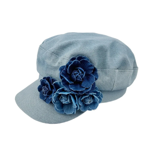 Floral Denim Newsboy Cap